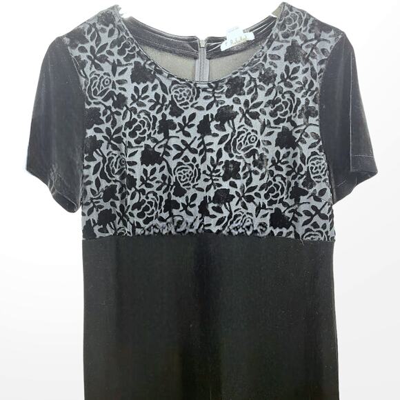 90s FOCUS Vintage Black Velvet Jacket Dress Set with Shoulder Pads - Picture 6 of 15